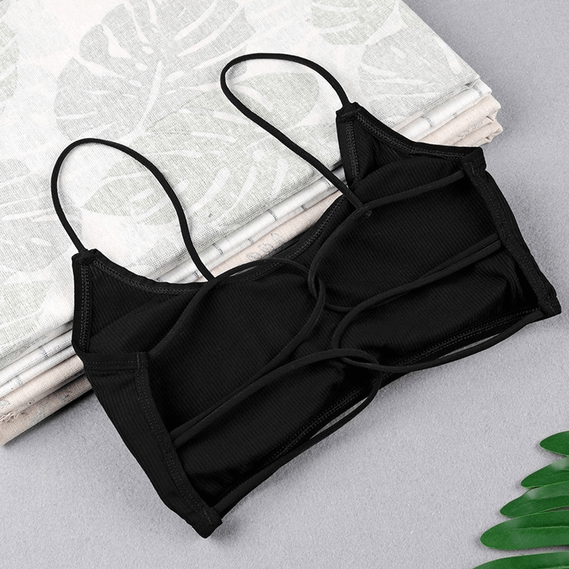 Stylish wireless women's sports bra with open back, perfect for yoga and workout. Breathable modal fabric, full coverage for A-B cup sizes.